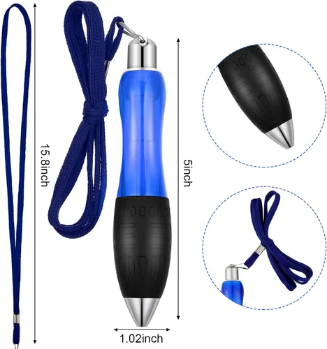 Miniatura 2 de Tenare 5 bolígrafos grandes y gruesos con 10 repuestos azules extra, bolígrafo grueso para manos de artritis, bolígrafo de agarre ancho con cuerda