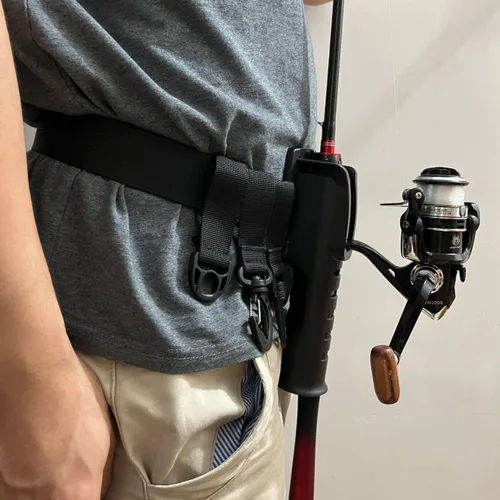 Miniatura 5 de Soporte para cinturón de caña de pescar, soporte para cinturón de pesca, soporte de caña de pescar, cinturón ajustable para pesca, Negro -, Moderno
