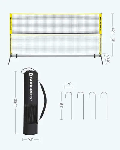 Miniatura 7 de SONGMICS - Red de bádminton ajustable en altura, red de voleibol, red de pickleball para tenis junior, niños, cancha interior y exterior, red