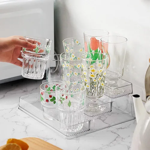 Miniatura 3 de 2 piezas de estante acrílico, sin ensamblaje, estante de botellas de condimentos de 3 niveles transparente, organizador de tocador para gabinete