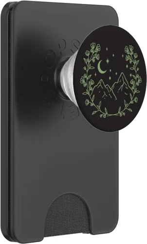 Miniatura 7 de Verde salvia - PopSockets de montaña con diseño floral bohemio y luna, PopGrip intercambiable
