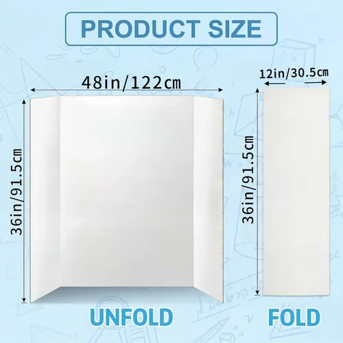 Miniatura 3 de IKAYAS - Paquete de 2 tableros de póster triples de 48 x 36 pulgadas, tableros de póster blancos de doble cara de 36 x 48 pulgadas con encabezados
