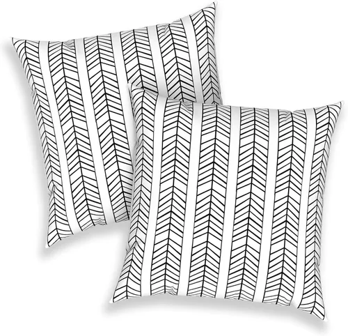 Miniatura 368 de Juego de 2 almohadas para exteriores de 16 x 16 pulgadas, repelentes al agua con interiores, para muebles de patio, hogar, jardín, geometría bohemia