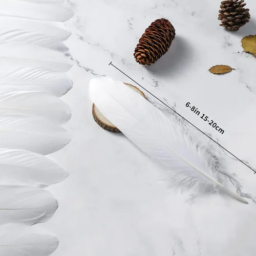 Miniatura 4 de Ballinger 8-12 pulgadas, 4 estilos, 24 plumas de faisán surtidas y 120 plumas de ganso blancas de 6 a 8 pulgadas para manualidades, jarrón