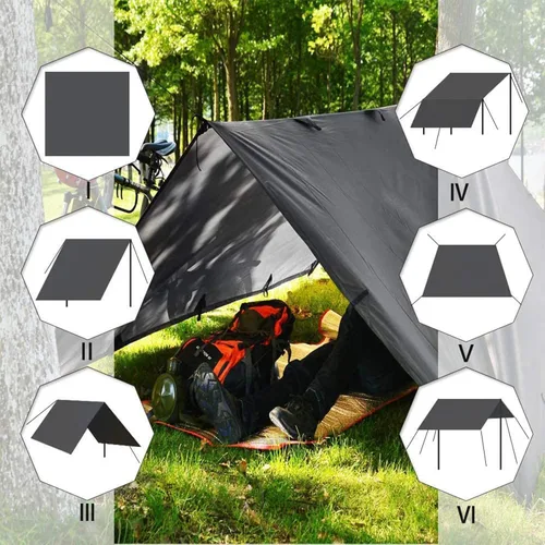 Miniatura 6 de KALINCO Lona de Tienda de Campaña, Lona de Picnic para Camping, Hamaca de Lona de Tienda de Campamento, Lona Impermeable de PU, Lona de Refugio