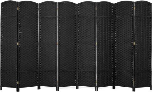Miniatura 11 de Divisor de habitación plegable de 6 pies con fibra tejida de diamante, divisores de habitación portátiles para interiores y separadores para Marrón