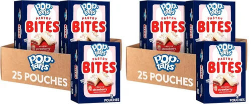 Miniatura 13 de Pop-Tarts Bocaditos de pastelería horneados, aperitivos para niños, almuerzo escolar, fresa esmerilada (5 cajas, 25 bolsas)