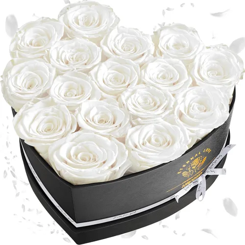 Miniatura 18 de Impouo 16 rosas preservadas en una caja con forma de corazón, flores preservadas, regalos para mujeres, día de la madre, día de San Valentín o día