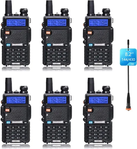 Baofeng UV-5R - Radios bidireccionales de doble banda, radioaficionado de mano de largo alcance, walkie talkies, paquete de 6 para senderismo,