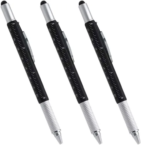 Miniatura 10 de Multipalabra 6 en 1 herramienta multifunción bolígrafo con bolígrafo, regla, destornillador, una cabeza plana, bolígrafo de pantalla táctil, medidor