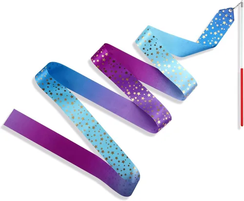 Miniatura 2 de AITIME Paquete de 20 varitas de cinta para niños, cintas rítmicas de baile de gimnasia de 78.7 pulgadas con serpentinas de estrellas, recuerdos