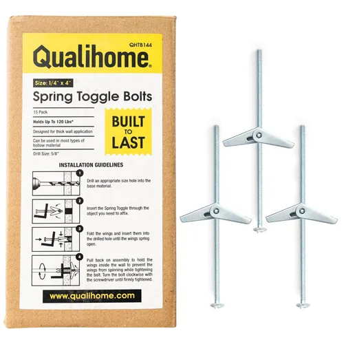 Miniatura 17 de QUALIHOME Anclajes de perno de resorte – Anclajes de pared resistentes para colgar artículos con paredes huecas y más – Anclaje de pared hueco