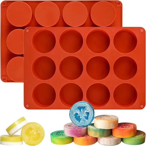 Miniatura 12 de Sakolla Paquete de 2 moldes cilíndricos de silicona para jabón, 15 moldes redondos de silicona para jabón hecho a mano, barras de loción, bombas