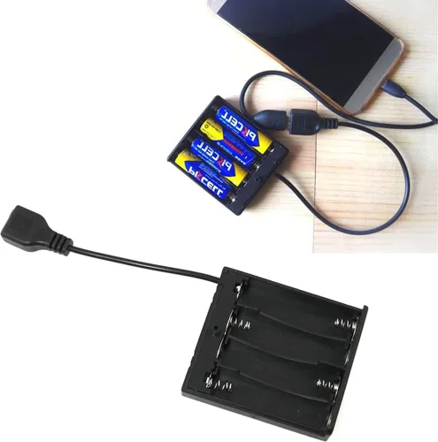 Miniatura 5 de USB hembra Socket 4 AA caja caja de batería titular con interruptor ON-Off