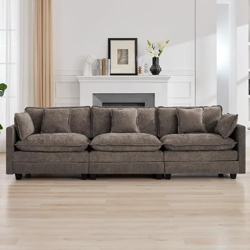 Miniatura 103 de Otomán de Sofá Moderno de Chenille Nube de 35'', Otomán Rectangular para Sofá Seccional Modular, Beige