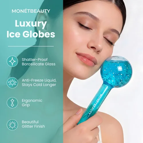 Miniatura 5 de MonétBeauty Globos de Hielo para la Cara, Seguros para el Congelador y Globos Faciales Altamente Eficaces para Rutinas Diarias de Belleza, Rodillo