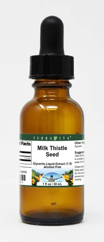TerraVita Semilla de cardo mariano - Extracto líquido de glicerita (1:5) - Sin sabor (1 fl oz, ZIN: 428060)