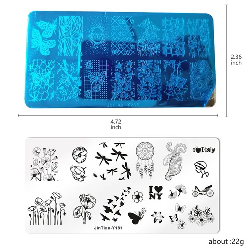 Miniatura 4 de LoveOurHome Kit de placa de estampado de uñas, diseño de flores, mariposa, encaje, animales, plantilla, plantilla, sellos, placa, silicona