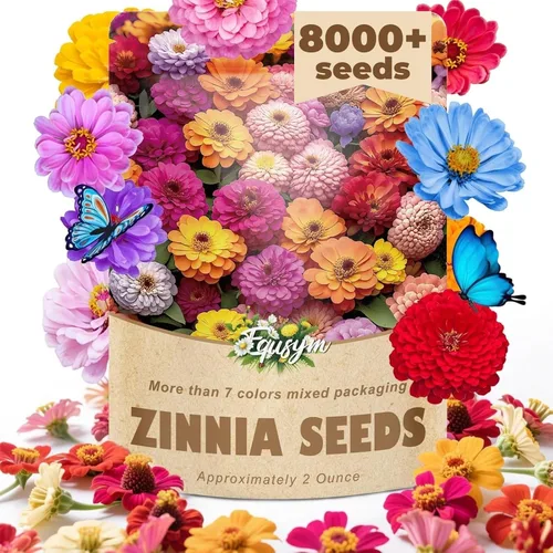 Miniatura 9 de Más de 16000 semillas de flores de Zinnia para mezcla de colores 2026-7+, alta tasa de germinación, perfectas para jardines, mezcla de semillas