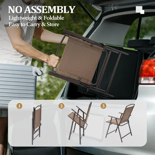 Miniatura 5 de Crestlive Products Juego de 4 sillas plegables para patio, paquete de 4, sillas de comedor al aire libre con reposabrazos para campamento, playa