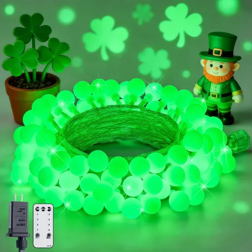 Miniatura 11 de JMEXSUSS 100 luces LED de Navidad a pilas para interiores y exteriores, impermeables, 33 pies, luces de globo en cadena con pilas con control Varios