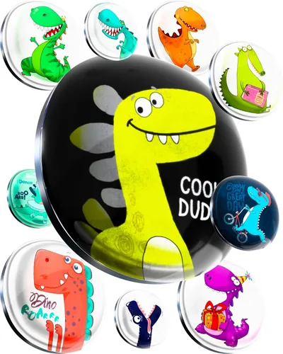 Imanes de cristal súper lindos – Juego de multipack decorativo con agarre fuerte – Ideal para nevera, taquillas, fotos y notas Lindo dinosaurio