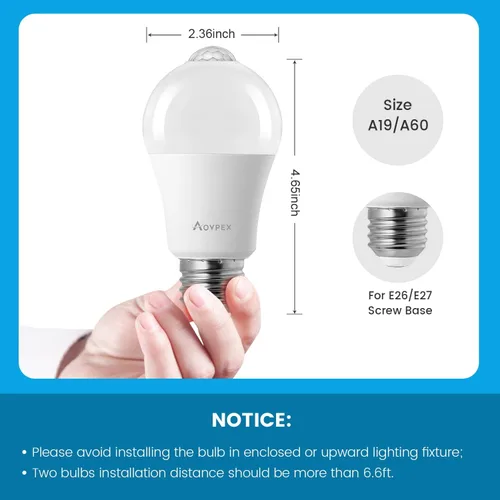 Miniatura 7 de Bombillas con sensor de movimiento, 13 W (equivalente a 100 W) activado por movimiento, bombilla LED con sensor de atardecer a amanecer, A19 E26