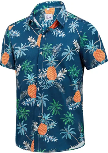 Miniatura 37 de EUOW - Camisas hawaianas para hombre de manga corta con botones, estampadas para la playa y el verano