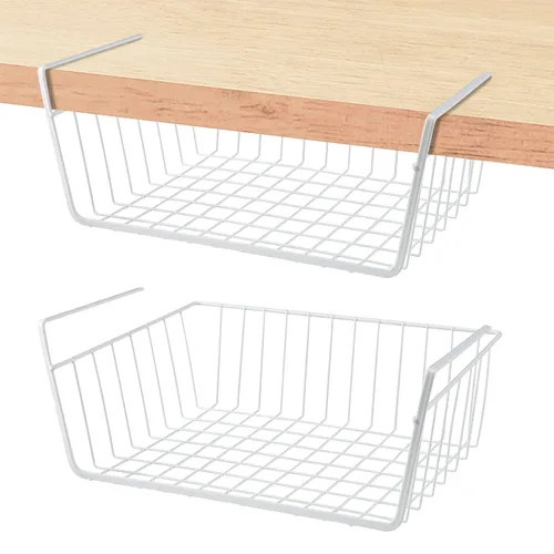 Miniatura 10 de Cesta de almacenamiento debajo del estante, cesta de alambre para el hogar, cesta de almacenamiento colgante de metal debajo del estante, cesta de 4