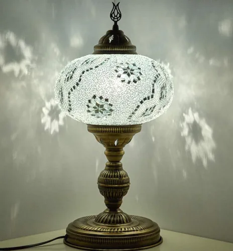 Miniatura 7 de DEMMEX Lámpara de mesa de mosaico marroquí turco XXL con globo de tamaño más grande de 10 pulgadas, pantalla de lámpara bohemia de mesita de noche