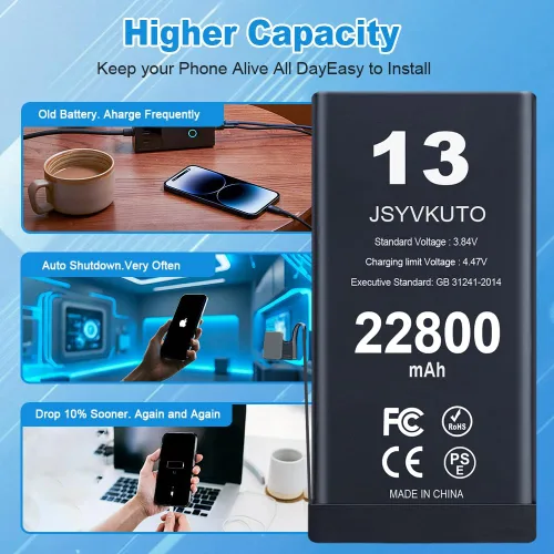 Miniatura 2 de Batería de repuesto de 22800mAh [actualizada] para iPhone 11, nueva batería de repuesto de 0 ciclos de mayor capacidad para iPhone 11 con kit