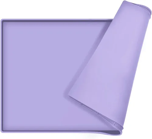 Miniatura 21 de Tapete de comida para perros, bandeja de comida impermeable de silicona, mantel individual antideslizante para mascotas, borde elevado de 0.6