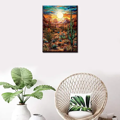 Miniatura 2 de Pintura de diamantes para plantas suculentas tropicales para adultos, arte de cristal de taladro completo 5D del desierto de Arizona, Estados