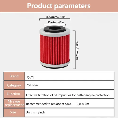 Miniatura 2 de OuYi Filtro de aceite de motocicleta para Yamaha YFM350R YFM350X YFM350ER YFM350FX YFM350FW YFM400F YZ250F YZ400F YZ426F WR250F WR426F Raptor