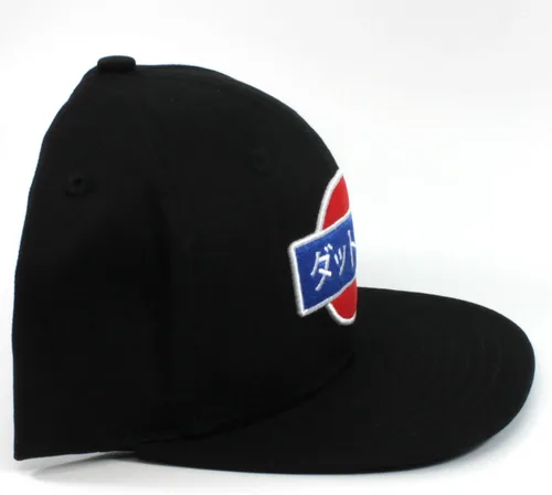 Miniatura 6 de Rotary13B1 Gorra de béisbol Datsun Kanji - Sombrero negro de ala plana, Negro