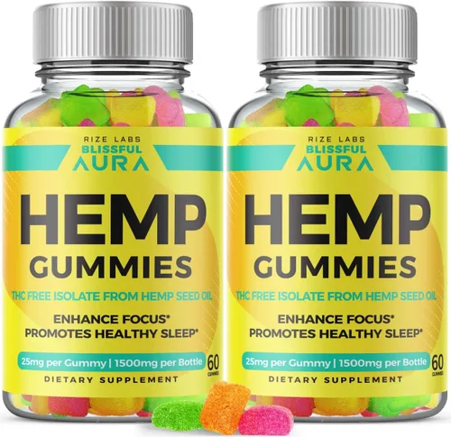 Paquete de 2 gomitas Blissful Aura, revisiones de gomitas de fórmula avanzada, máxima fuerza, mezcla premium para calidad de sueño, gomitas (120