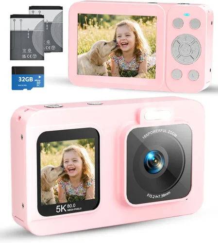 Miniatura 9 de Cámara digital 5K 80MP para fotografía, cámara de vlogging de apuntar y disparar con pantalla dual, zoom 18X y enfoque automático, cámara compacta