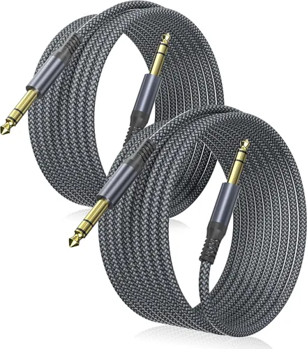 Miniatura 10 de Elebase - Cable macho recto de interconexión TRS de 1/4 de pulgada, de 0.25 pulgadas, guitarra eléctrica, bajo, teclado, mezclador, amplificador