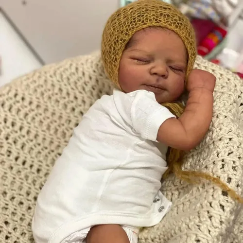 Muñecas de bebé Reborn de 18 pulgadas, realistas, de vinilo, cuerpo completo, afroamericano durmiente, bebe, posables, juguetes de bebé de la vida