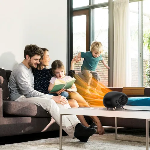 Miniatura 7 de Calentador de escritorio, calentador de escritorio pequeño de 600 W de eficiencia energética para uso en interiores, calentador de espacio de Negro