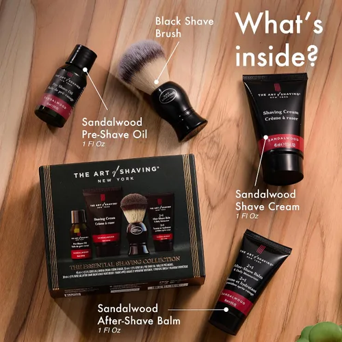 Miniatura 2 de The Art of Shaving Kit de prueba 4 en 1 de sándalo – Aceite de pre-afeitado, crema de afeitar, brocha de afeitar y bálsamo para después del afeitado