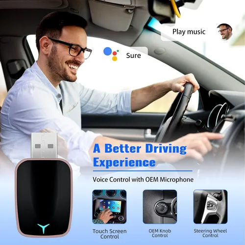 Miniatura 2 de CAMECHO Adaptador inalámbrico 2 en 1 para automóvil CarPlay Android Auto, adaptador inalámbrico Apple Car Play Android Auto, adaptador CarPlay