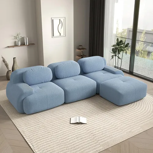 Miniatura 97 de Sofá biplaza moderno de 80 pulgadas para sala de estar, sofá de pana en forma de nube con asiento profundo, sofá modular negro, sofás de dos plazas