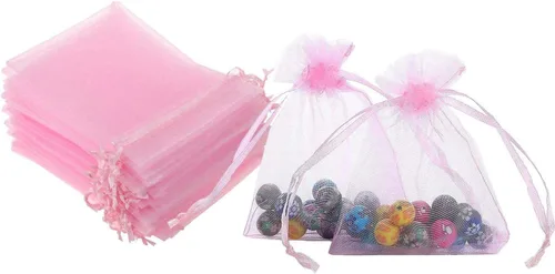 Miniatura 14 de 50 bolsas de papel de regalo de 4 x 6 pulgadas, tela de tul transparente de organza, bolsa de cordón blanco para baby shower, fiesta de cumpleaños