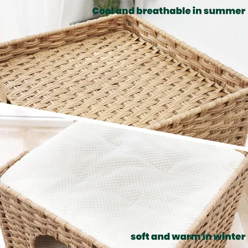 Miniatura 4 de Cama para gatos de interior, un elegante escondite para gatos y una casa para gatos, cama tipo cueva de ratán tejida a mano con cojín suave, cubos