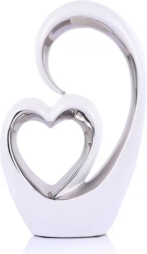 Miniatura 8 de Corazón de cerámica de oro blanco para decoración del hogar, estatua de amor, regalo de aniversario de San Valentín para pareja, escultura de doble