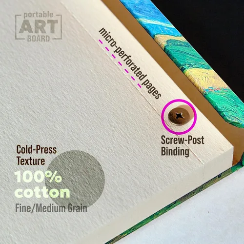 Miniatura 5 de Bloc de papel para acuarela, tapa dura magnética, papel de acuarela 100% algodón, prensa en frío de 200 GSM, 40 hojas sin ácidos, cuaderno