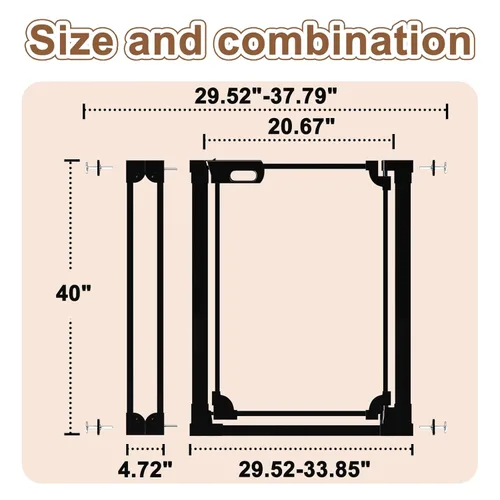 Miniatura 3 de WAOWAO Puerta de bebé de acrílico transparente de 40 pulgadas extra alta para escaleras, diseño moderno, puerta de acrílico con cierre automático