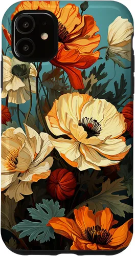Miniatura 8 de Funda de flores mexicanas para iPhone 12 Pro Max Marigold Flower and Teal Aqua Blue Cyan