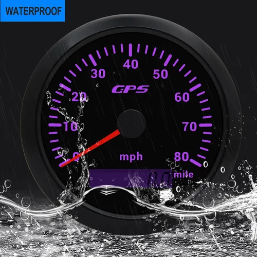 Miniatura 2 de Geloo Velocímetro de 85 mm para embarcaciones, velocímetro digital GPS 0-80 MPH, impermeable, 9-32 V, tacómetro, voltímetro, indicadores LCD con 7